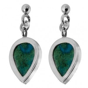 Drop Sterling Silver Earrings with Eilat Stone by Rafael Jewelry Earrings