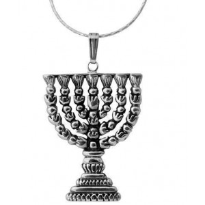 Sterling Silver Menorah Pendant by Rafael Jewelry Joyería Judía