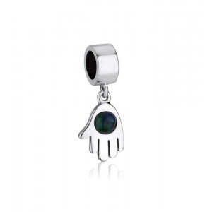 Hamsa Charm with Azurite in Sterling Silver Default Category