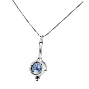 Round Pendant in Sterling Silver & Roman Glass by Rafael Jewelry Israeli Jewelry Designers