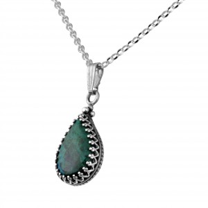 Sterling Silver Pendant with Eilat Stone in Drop Shape by Rafael Jewelry Israeli Jewelry Designers