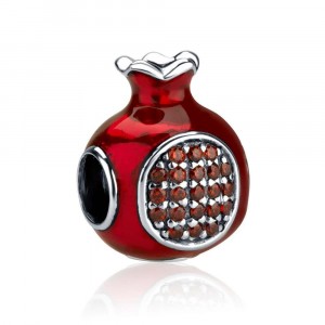 Pomegranate Charm with Garnet in Sterling Silver Default Category
