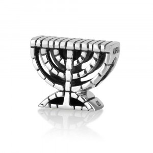 Sterling Silver Branched Menora Bead for Chain Bracelets
 Israeli Jewelry Designers