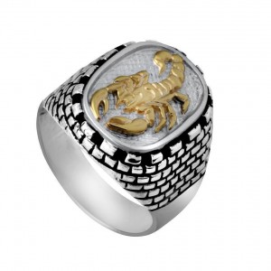 Rafael Jewelry Sterling Silver Ring with Scorpion in Gold Jerusalem Jewelry