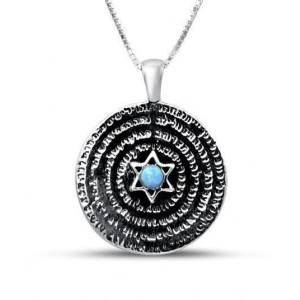 Jewish Blessings Necklace with Star of David in Sterling Silver Indimaj Jewelry