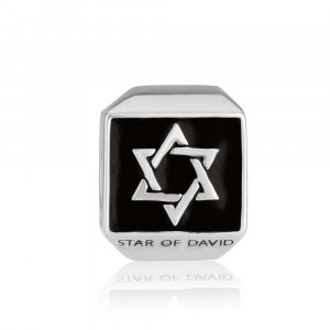 925 Sterling Silver Star of David Charm with a Black Enamel
 Israeli Jewelry Designers