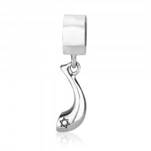925 Sterling Silver Shofar Shape Charm With Star of David
 Charms