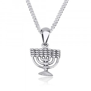 Sterling Silver Menorah Lampstand Pendant
 Israeli Jewelry Designers