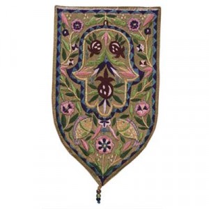 Yair Emanuel Gold Hamsa Shield Tapestry Wall Décor