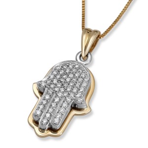 Hamsa Pendant in 14k Yellow Gold With Diamonds Anbinder Jewelry