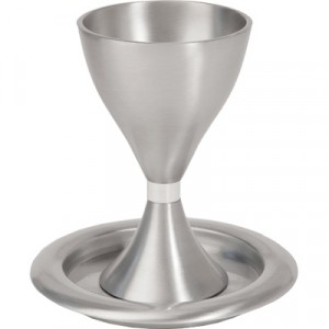 Copa de Kiddush Yair Emanuel en Aluminio con Diseño Moderno y Platillo Copas y Fuentes para Kidush