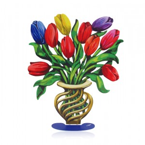 David Gerstein Abstract Tulips Bouquet Israeli Art