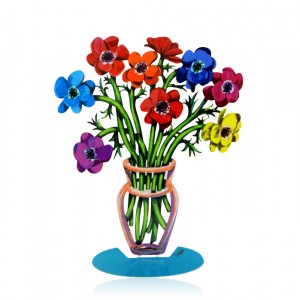 David Gerstein Poppies Bouquet in Vase Sculpture Israeli Art