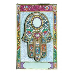 Wood Hamsa Magnet with Bright Floral Pattern CLEARANCE