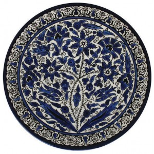 Armenian Ceramic Plate with Floral Scilla Armenia Motif in Blue Casa Judía
