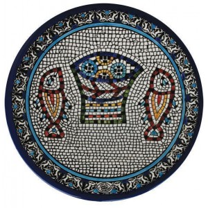 Armenian Ceramic Plate with Mosaic Fish & Bread Default Category