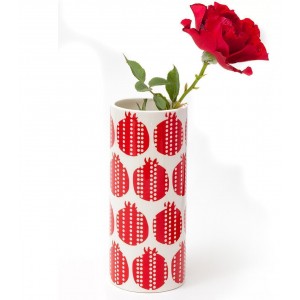 Vase in White with Pomegranates Design Decoración para el Hogar 