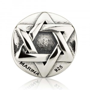 Star of David Charm with Round Frame in Sterling Silver Joyería Judía