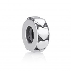 Charm Stopper with Hearts in Sterling Silver Joyería Judía