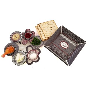 Seder Night Set – Seder Plate With Floral Design and Matzah Tray by Dorit Judaica Platos de Matzá