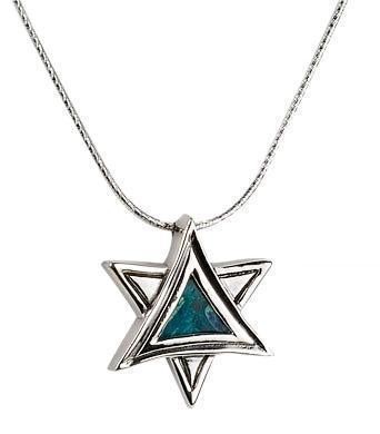 Star of David Pendant in Sterling Silver & Eilat Stone by Rafael Jewelry