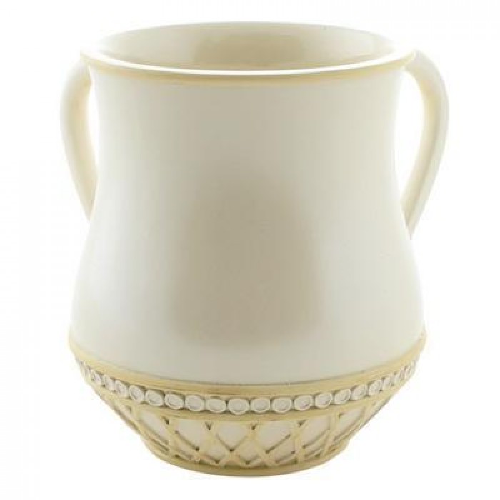 Washing Cup in White and Gold Polyresin