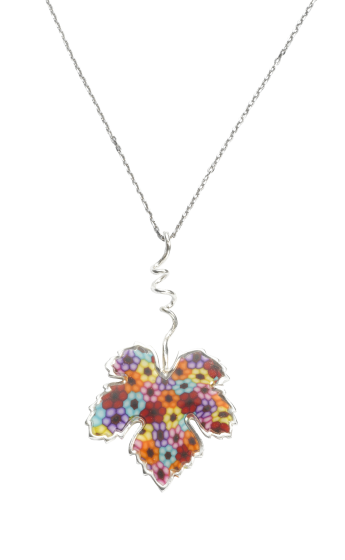 Necklace with Millefiori Leaf Pendant