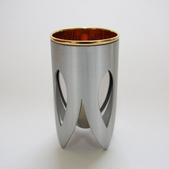 Silver Lotus Kiddush Cup with 24K Gold and Nickel Plating