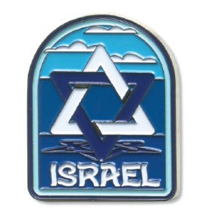 Blue Metal Magnet with Large Star of David and ‘Israel’ in White