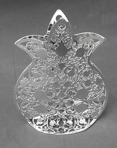 Sterling Silver Pomegranate-Shaped Stand with Vines and Pomegranates
