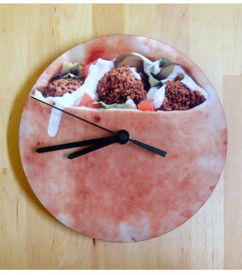Falafel Laminated Print Wood Analog Clock by Barbara Shaw