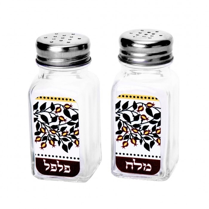 Dorit Judaica Salt and Pepper Shakers With Colorful Pomegranate Design