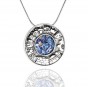 Round Roman Glass Pendant in Sterling Silver with Jerusalem Motif Rafael Jewelry Designer
