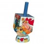 Yair Emanuel Small Wooden Dreidel with Figures and Animals Design and Stand