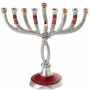 Branched Menorah With Star of David and Red Covers