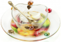 Glass Rosh Hashanah Honey Dish with Fruit Plate
