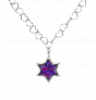 Purple Star of David Pendant with Heart Chain Necklace