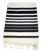 White Chabad Prima AA Wool Tallit with Black Stripes