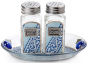 Glass Salt and Pepper Shaker Set for Shabbat with Fine Blue Motif