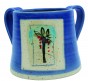 Blue Ceramic Washing Cup with Palm Tree and White Stripe