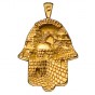 14k Yellow Gold Hamsa Pendant with Western Wall and Jerusalem Depiction