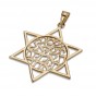 14k Yellow Gold Star of David Pendant with Cutout Design and Shema Yisrael