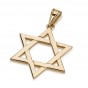 14k Yellow Gold Star of David Pendant with Classic Interlocking Triangle Design