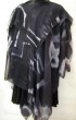Black & Gray Silk Poncho with Abstract Design by Galilee Silks
