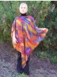 Orange, Purple & Yellow Silk Poncho by Galilee Silks