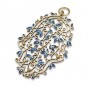 Brass ‘Lilach’ Hamsa with Blue Oriental Floral Pattern and Scrolling Lines