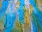 Silk Scarf with Bright Turquoise, Green & Yellow Watercolors by Galilee Silks