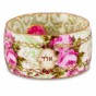 Bangle Bracelet with Floral Pattern, Chains, Hamsa and Hebrew Text