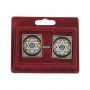 7cm Square Star of David Tallit Clips with Floral Patterns and Blue Stone