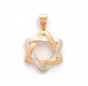 Pendant with Curved Star of David Design in Gold and Rhodium Plated